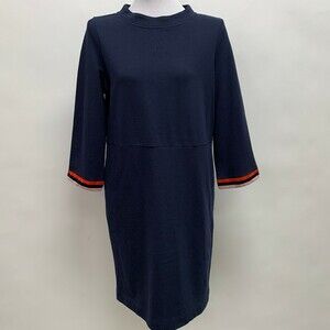 Boden Women's Dress Size 8 Regular Navy Blue Multicolor Velour Velvet Trim NWT
